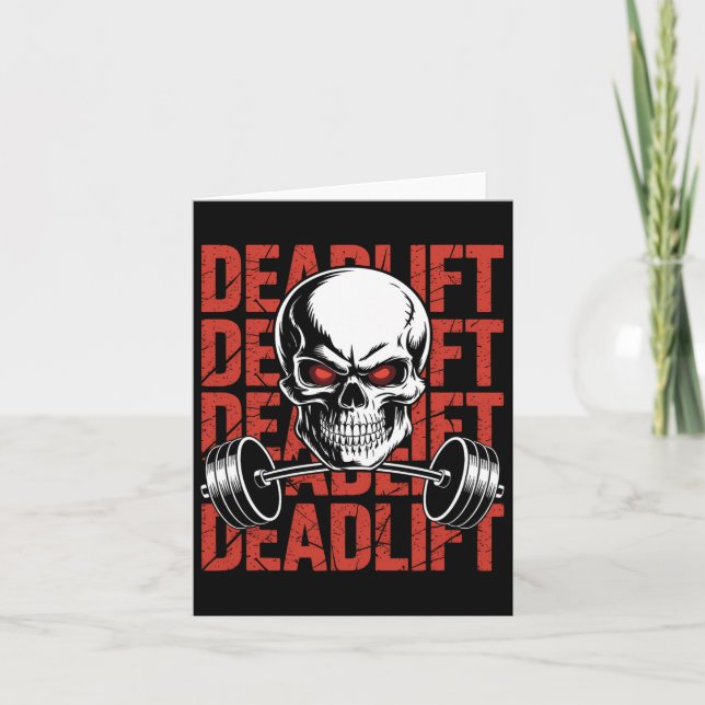 Deadlift Skull Skeleton Workout Powerlifting Gym L Card (Front)
