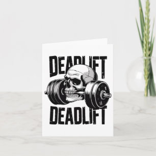 Deadlift Skull Skeleton Workout Powerlifting Gym L Card
