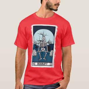 Deadlift Tarot Card Funny Skeleton Fitness Eercise T-Shirt
