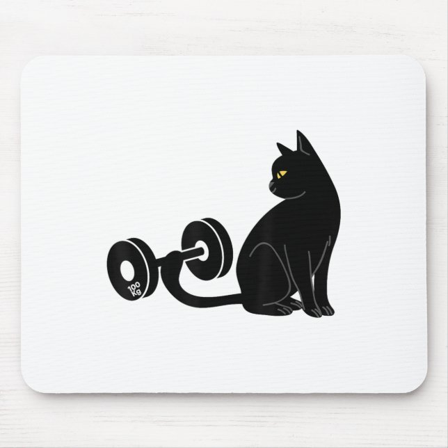 Deadlifting Cat Workout Gym Fitness Exercise Weigh Mouse Pad (Front)