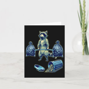 Deadlifting Racoon Weightlifting Bodybuilding Fit Card