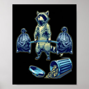 Deadlifting Racoon Weightlifting Bodybuilding Fit Poster
