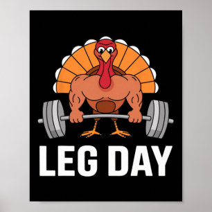 Deadlifting Turkey Leg Day Thanksgiving Funny Gym Poster