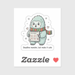 Deadline Monster Cute Sticker – Funny Productivity