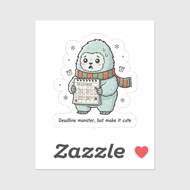 Deadline Monster Cute Sticker – Funny Productivity (Sheet)