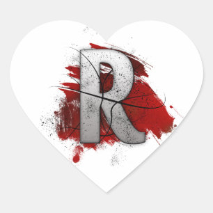 Deadly Design Monogram Letter R Heart Sticker