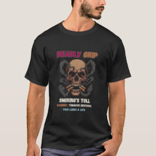 Deadly Grip Skull Anti-Smoking Graphic T-Shirt
