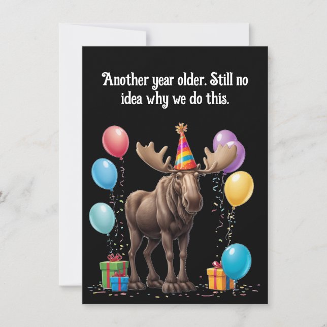 Deadpan Moose Birthday Greeting with Humour (Front)