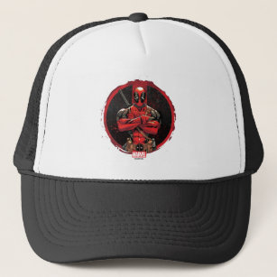 Deadpool in Paint Splatter Logo Trucker Hat