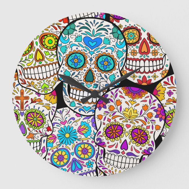Dead's Day: Vibrant Mexican Patterns. Large Clock (Front)