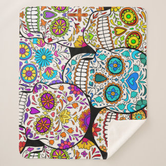 Dead's Day: Vibrant Mexican Patterns. Sherpa Blanket