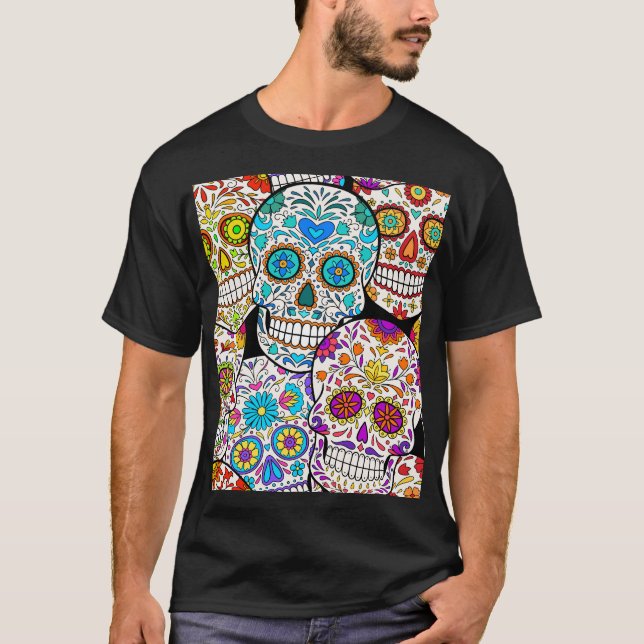 Dead's Day: Vibrant Mexican Patterns. T-Shirt (Front)