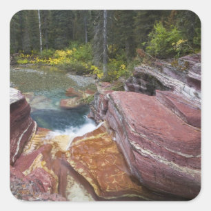 Deadwood Falls on Reynolds Creek in autumn in Square Sticker