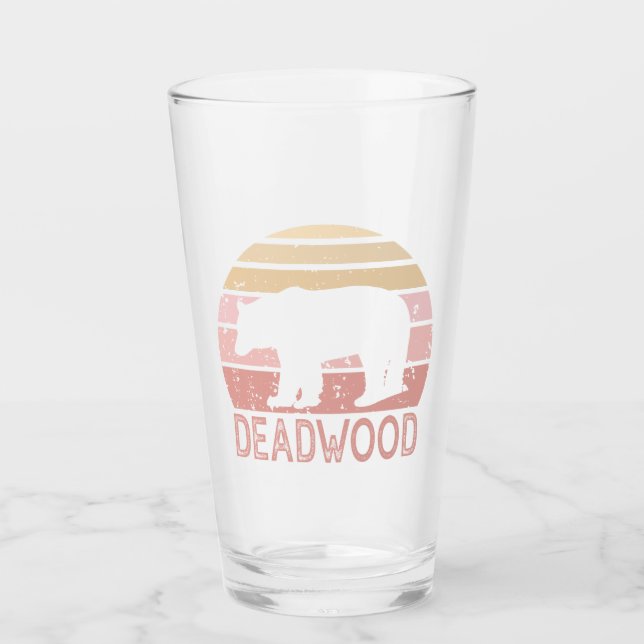 Deadwood South Dakota Retro Bear Glass (Front)