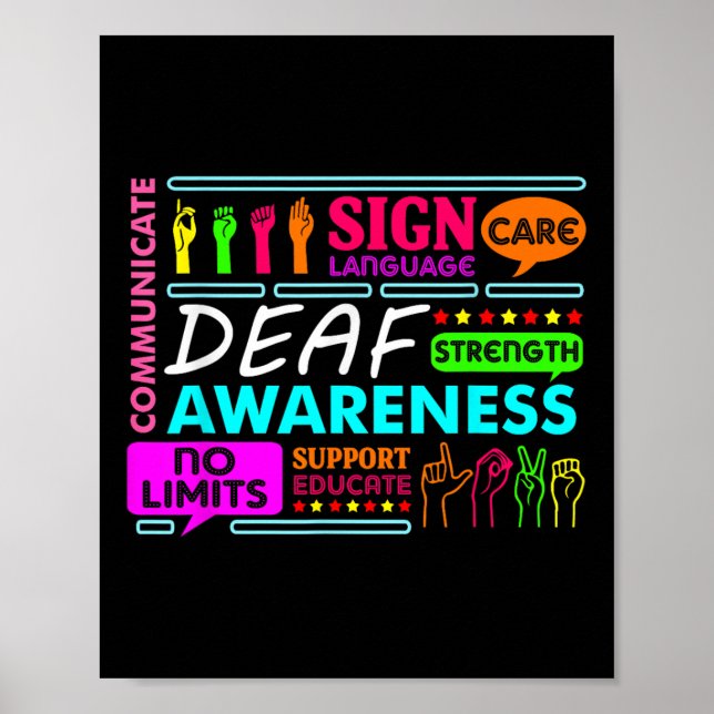 Deaf Awareness Sign Deafness Hearing Loss Warrior  (Front)