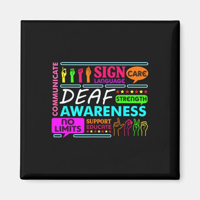 Deaf Awareness Sign Deafness Hearing Loss Warrior  Magnet (Front)
