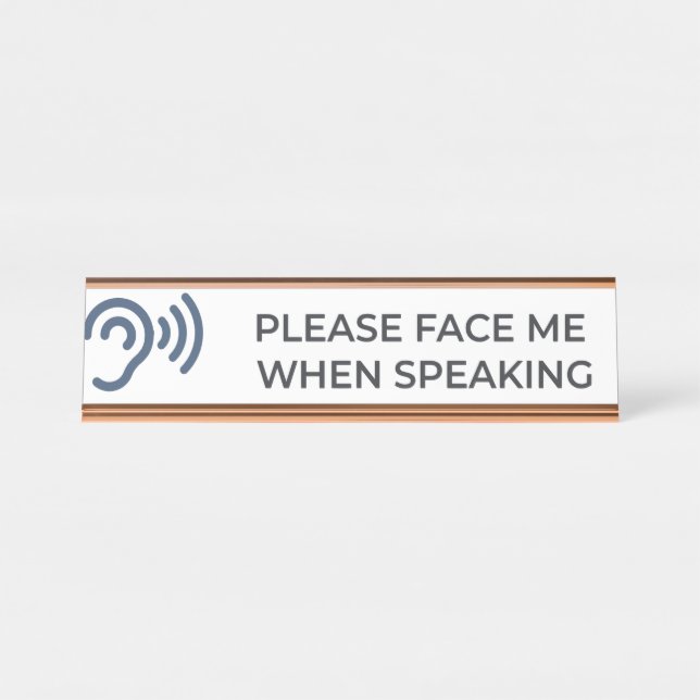 Deaf Hard of Hearing Disability Awareness Acrylic  Desk Name Plate (Front)