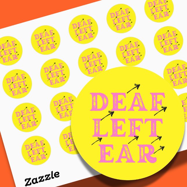 Deaf Left Ear Hard of Hearing Deafness  Classic Round Sticker (Creator Uploaded)