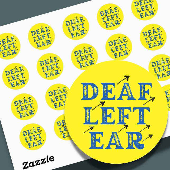 Deaf Left Ear Hard of Hearing Deafness  Classic Round Sticker (Creator Uploaded)