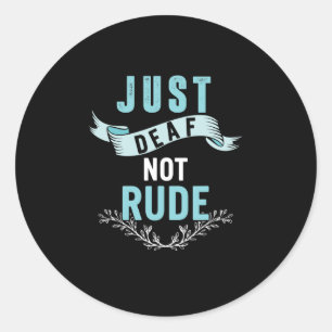 Deaf Not Rude Awareness Yellow Ribbon Asl Language Classic Round Sticker