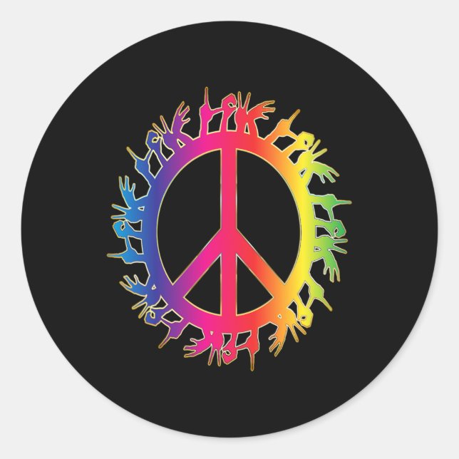 Deaf Peace Sign Language Hand Talking Teachers Asl Classic Round Sticker (Front)