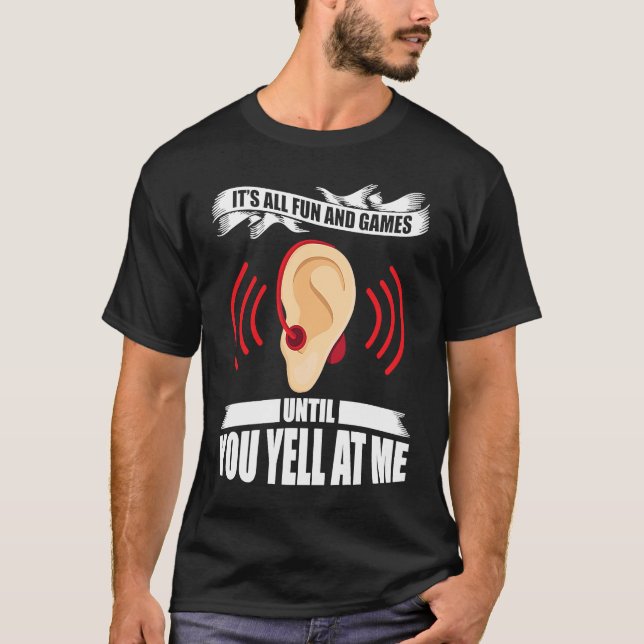 Deaf Pride ASL Hand Gesture Hearing Aid Hand Sign  T-Shirt (Front)