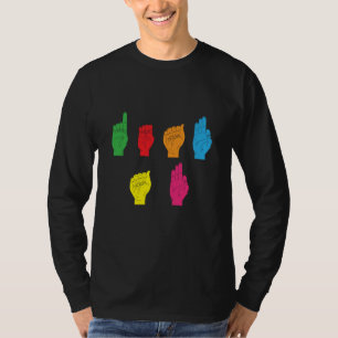 Deaf Pride ASL Hand Gesture Hearing Aid Hand Sign T-Shirt