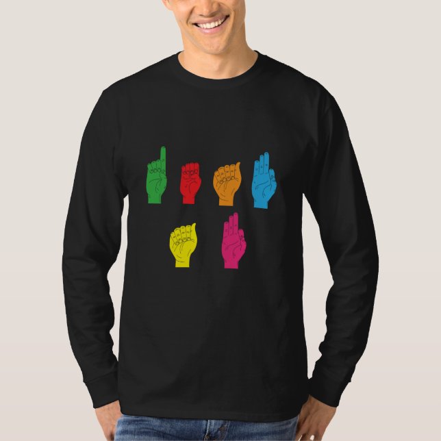 Deaf Pride ASL Hand Gesture Hearing Aid Hand Sign  T-Shirt (Front)