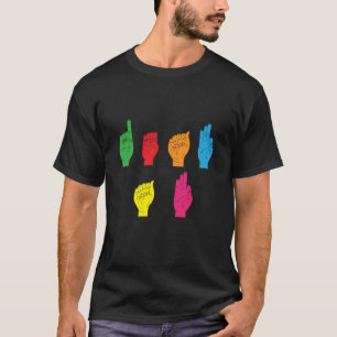 Deaf Pride ASL Hand Gesture Hearing Aid Hand Sign T-Shirt