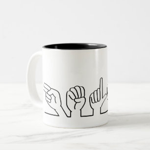 Deaf, sign-language hello. Budget or greeting Two-Tone Coffee Mug