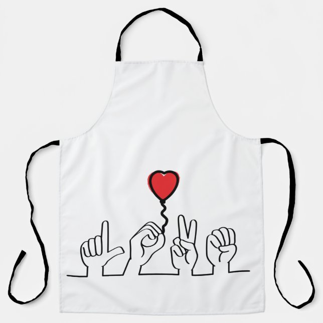 Deaf, sign-language love — love. I love you. Apron (Front)