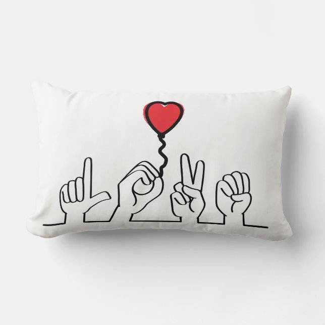 Deaf, sign-language love — love. I love you. Lumbar Cushion (Front)