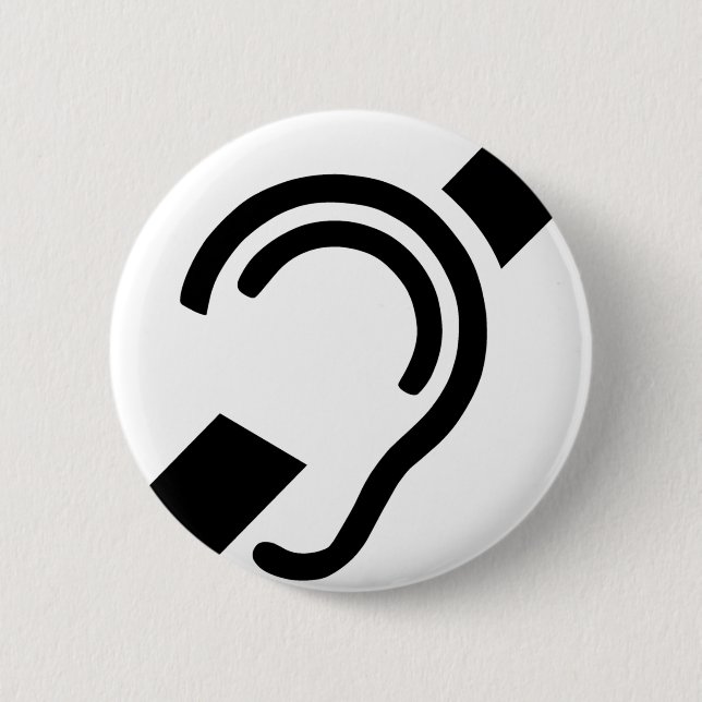 Deaf Symbol 6 Cm Round Badge (Front)