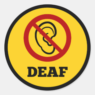 deaf symbol yellow classic round sticker
