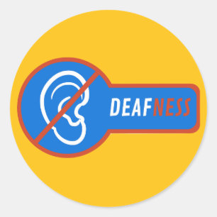 deafness unique design classic round sticker