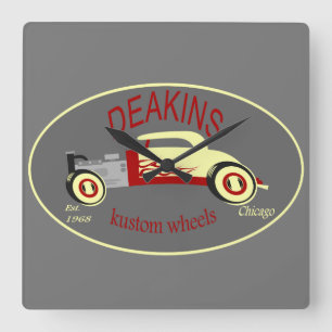 Deakins hot rod square wall clock