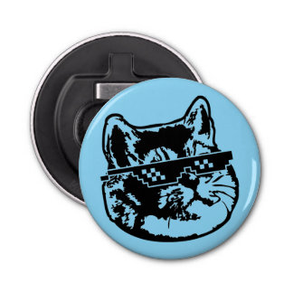 Deal With It Glasses Heavy Breathing Cat Meme Bottle Opener
