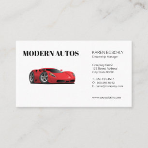 Dealership   Red Sports Car   Auto Services Business Card