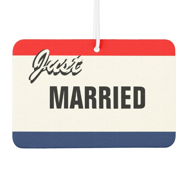 Dealership Style Just Married Signage Car Air Freshener (Front)