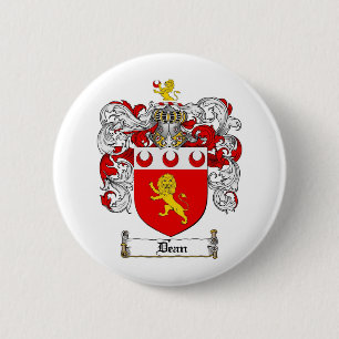 DEAN FAMILY CREST - DEAN COAT OF ARMS 6 CM ROUND BADGE