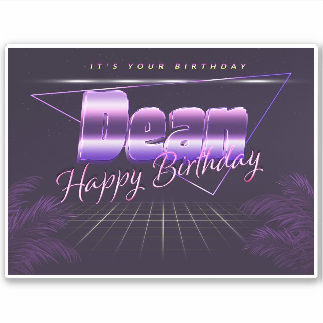 Dean Name First name lila retro Sticker Birthday (Front)
