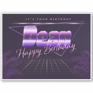 Dean Name Vorname lila retro Sticker Geburtstag