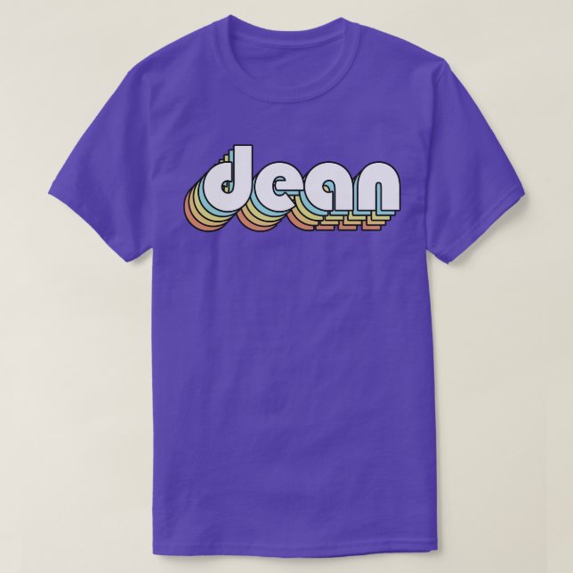 Dean Retro Rainbow Typography Faded Style T-Shirt (Design Front)