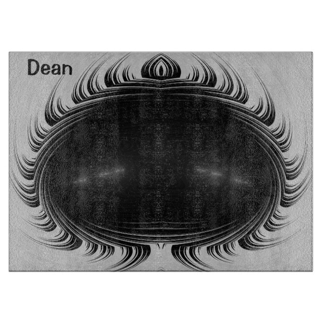 DEAN ~ Startling black white original fractal Cutting Board (Front)