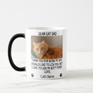 Dear Cat Dad, Personalised cat's photo and name Magic Mug