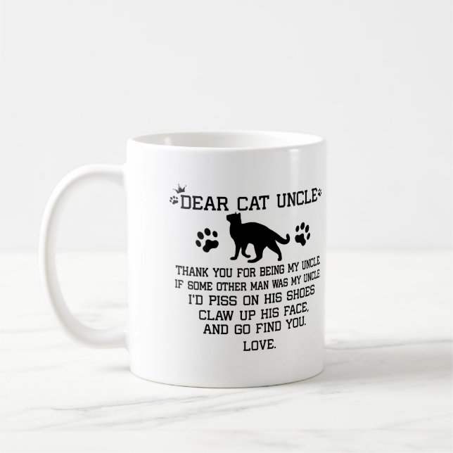 Dear Cat Uncle photo collage and cat's name Coffee Mug (Left)