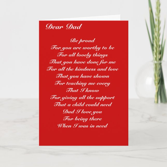 Dear dad father's day tribute card (Front)
