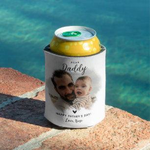 Dear Daddy   Modern Photo Heart Father's Day Can Cooler