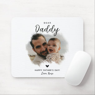 Dear Daddy Modern Photo Heart Father's Day Mouse Pad