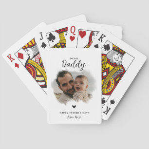 Dear Daddy Modern Photo Heart Father's Day Playing Cards